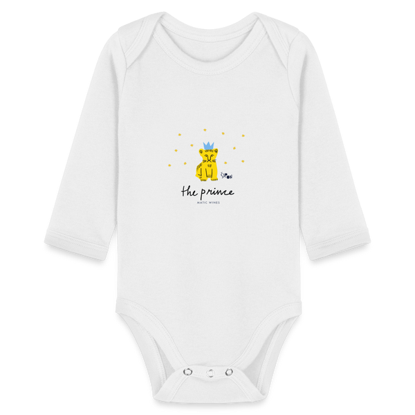 The Prince - by Matic /// Organic Longsleeve Baby Bodysuit - white