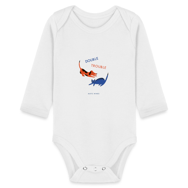 Double Trouble - by Matic /// Organic Longsleeve Baby Bodysuit - white